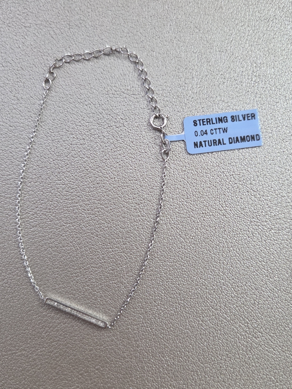 Sterling Silver Natural Diamond Bar Bracelet - Silver
